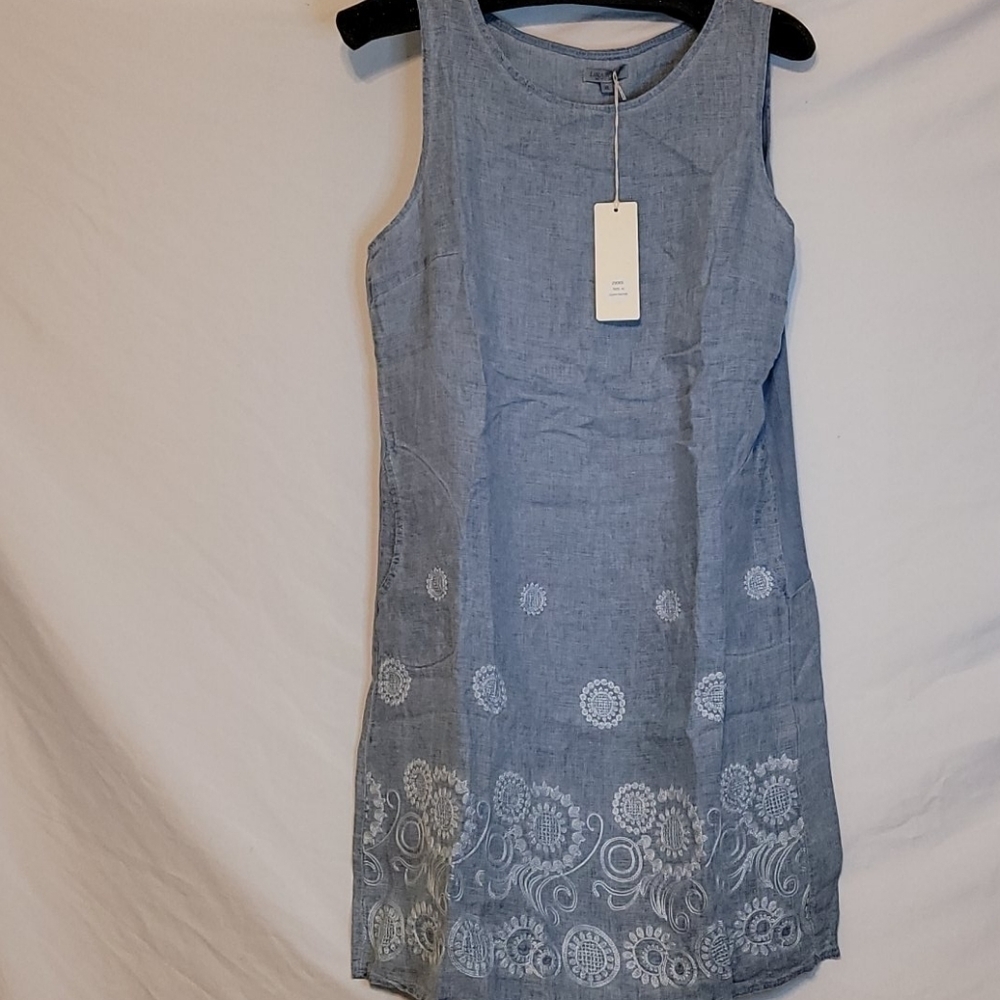 LINA Tomei Linen Embroidered Hem Dress - Picture 6 of 13